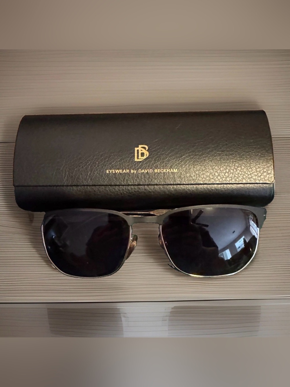 David Beckham DB1131S 0146 90 Matte Black Gold Soft Square Sunglasses Flex Hinge